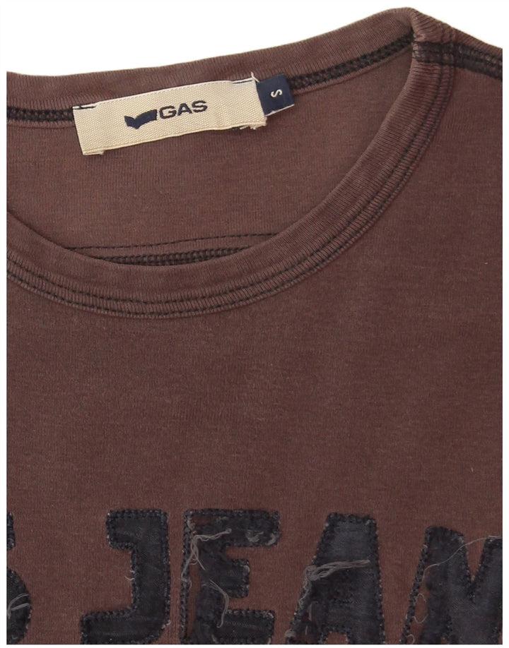 Gas Herren-T-Shirt mit Grafik, Größe S, graue Baumwolle