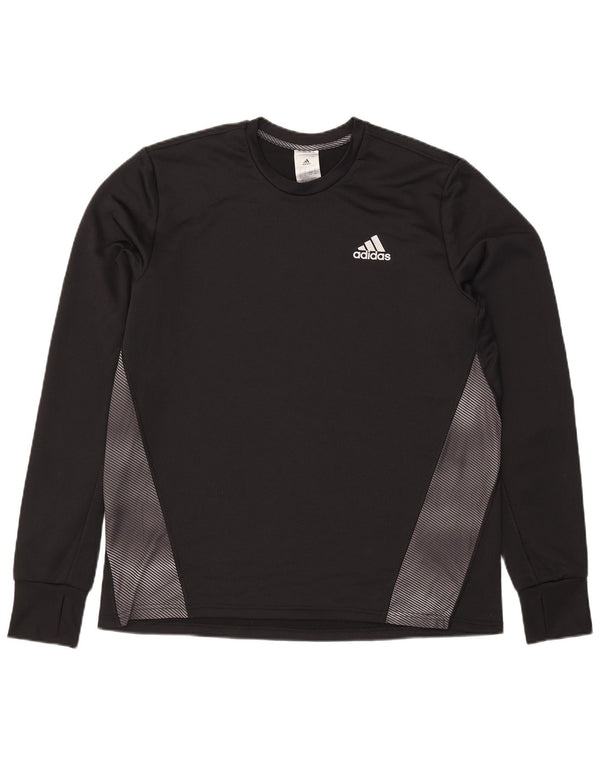 Adidas Herren Aeroready Top Langarm Großes schwarzes Colourblock-Polyester