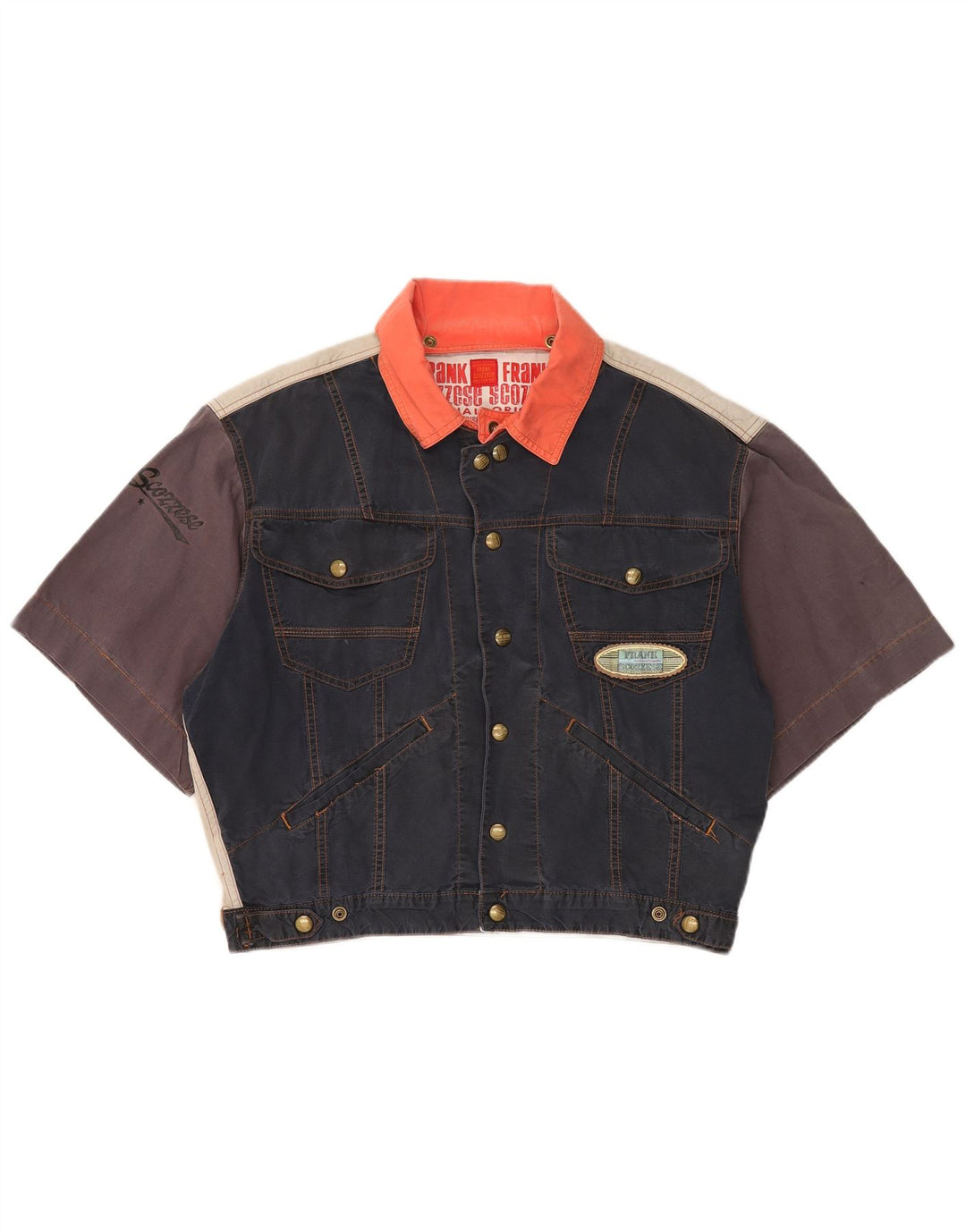 Frank Scozzese Herren-Jeansjacke in Übergröße, Größe UK 38, mittleres Marineblau