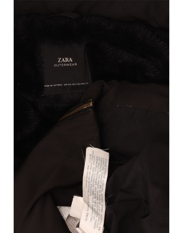 Zara Damen Kapuzenmantel, gepolstert, UK 20 2XL, Schwarz, Polyester