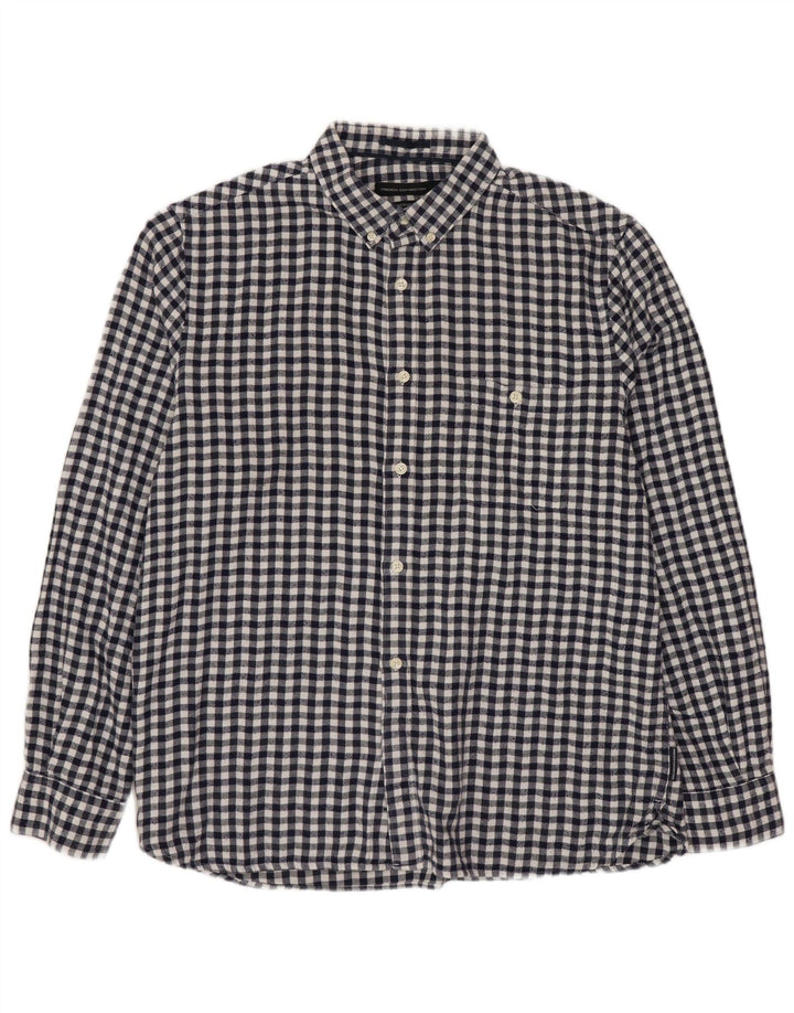 FRENCH CONNECTION Herren-Flanellhemd, normal, groß, marineblau, kariert