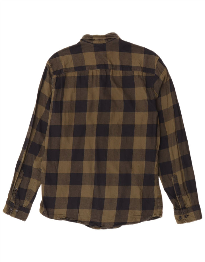 Jack & Jones Herren-Flanellhemd, mittelgroße Khaki-Gingham-Baumwolle