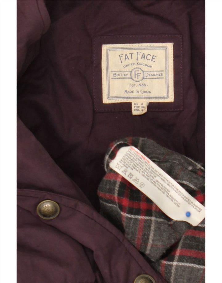 Fat Face wattierter Damenmantel mit Kapuze, UK 8, Größe S, Lila, Polyester