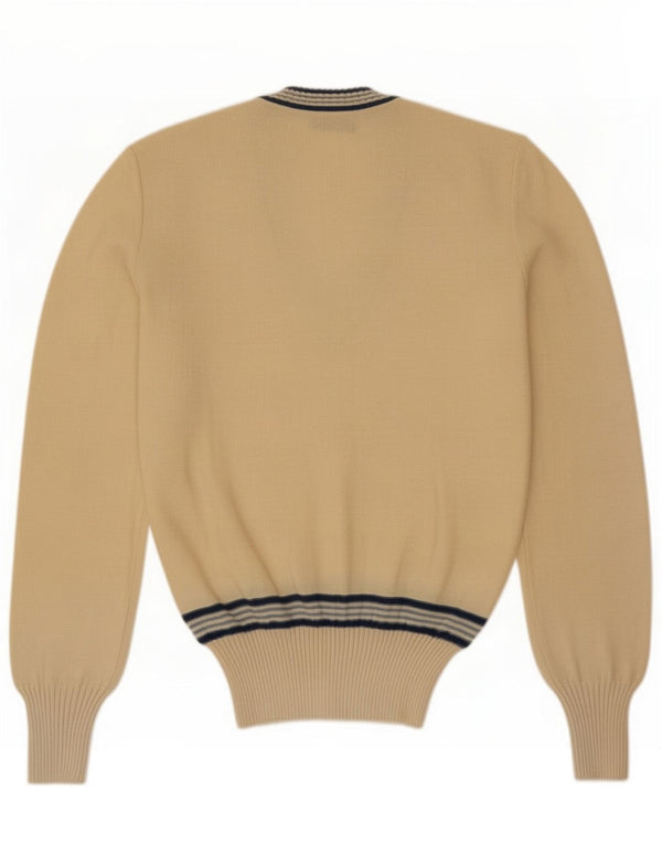 Vintage Herren Pullover mit V-Ausschnitt IT 50 Medium Beige gestreift
