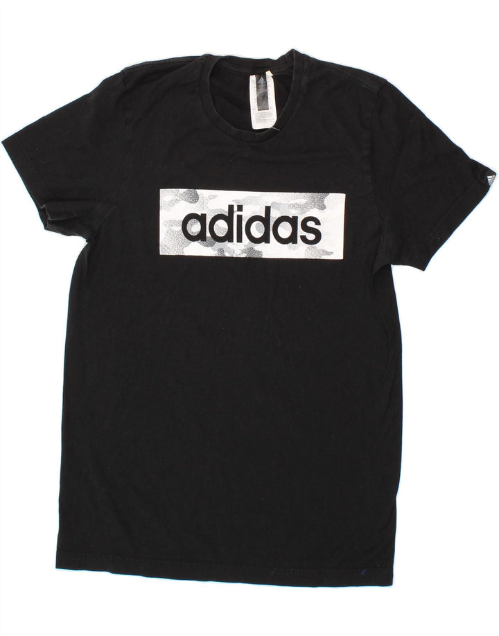 ADIDAS Mens Graphic T-Shirt Top Small Black Cotton Vintage Adidas and Second-Hand Adidas from Messina Hembry 