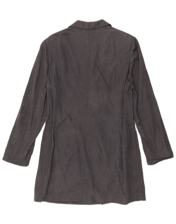 Max & Co. Damen Longline 3-Knopf-Blazerjacke UK 12 Mittelgraues Leinen