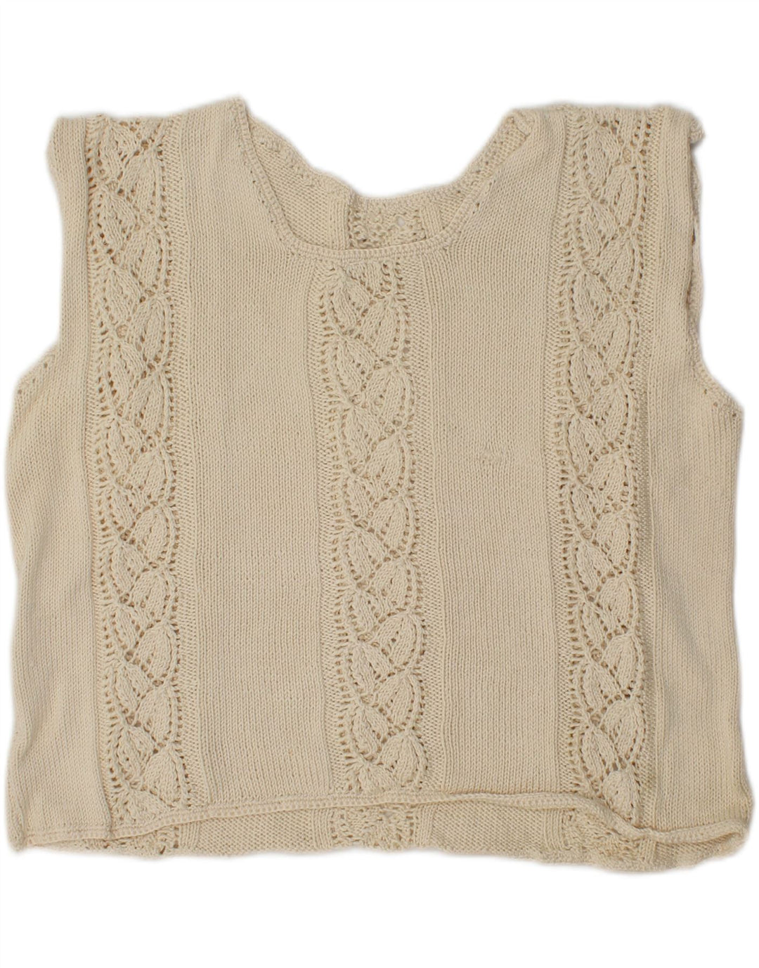 VINTAGE Womens Oversized Crop Vest Tank Top XL Beige Vintage Vintage and Second-Hand Vintage from Messina Hembry 