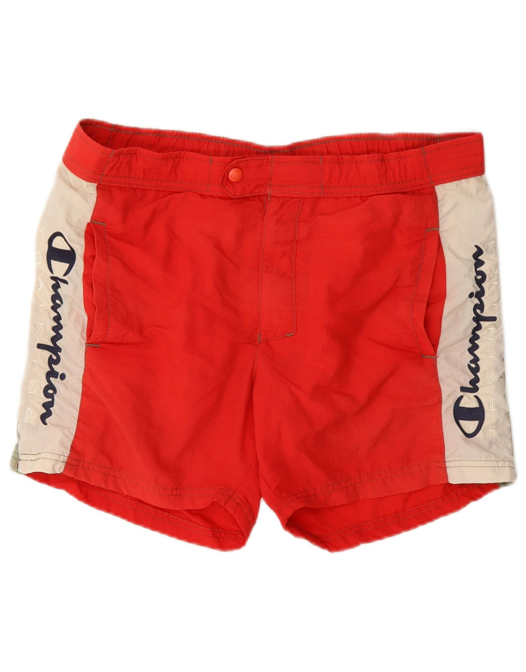 Champion Herren-Badeshorts mit Grafik, groß, rot, Colourblock-Polyamid