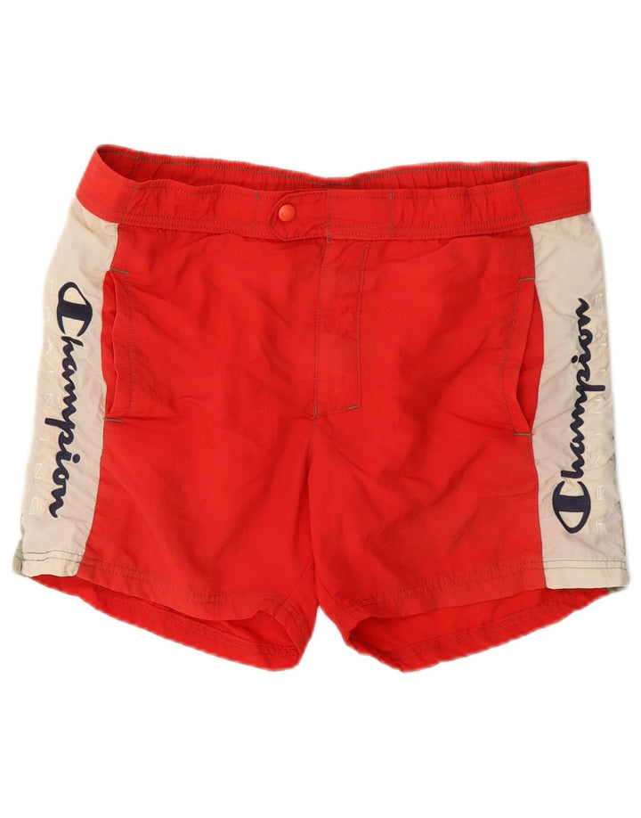 Champion Herren-Badeshorts mit Grafik, groß, rot, Colourblock-Polyamid