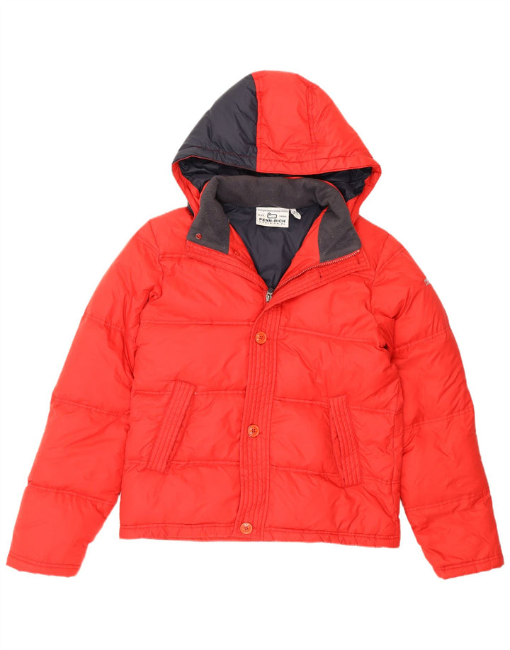 Woolrich Herren Penn-Rich Wattierte Jacke mit Kapuze UK 38 Mittelrotes Nylon