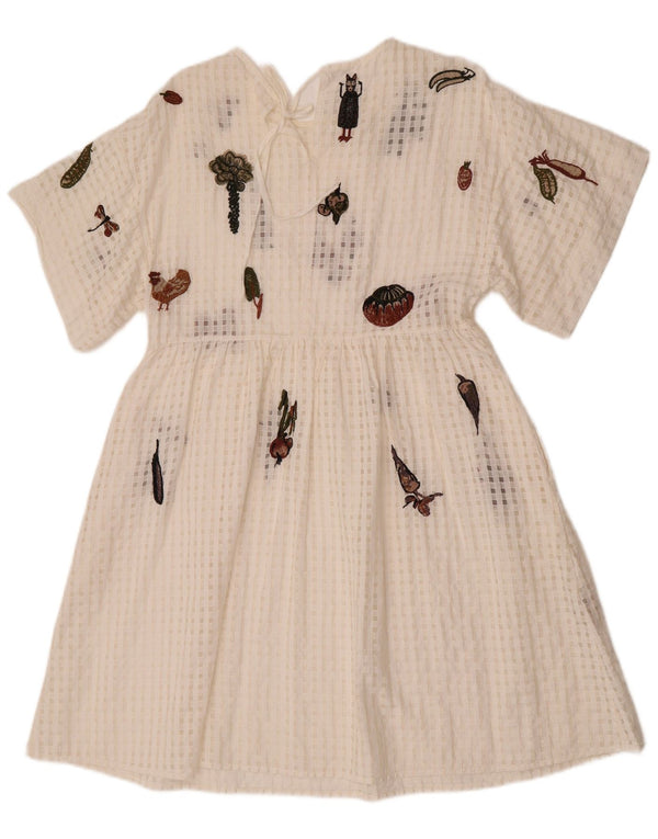 Donoratico Damen Grafisches A-Linien-Kleid UK 12 Mittelweiß