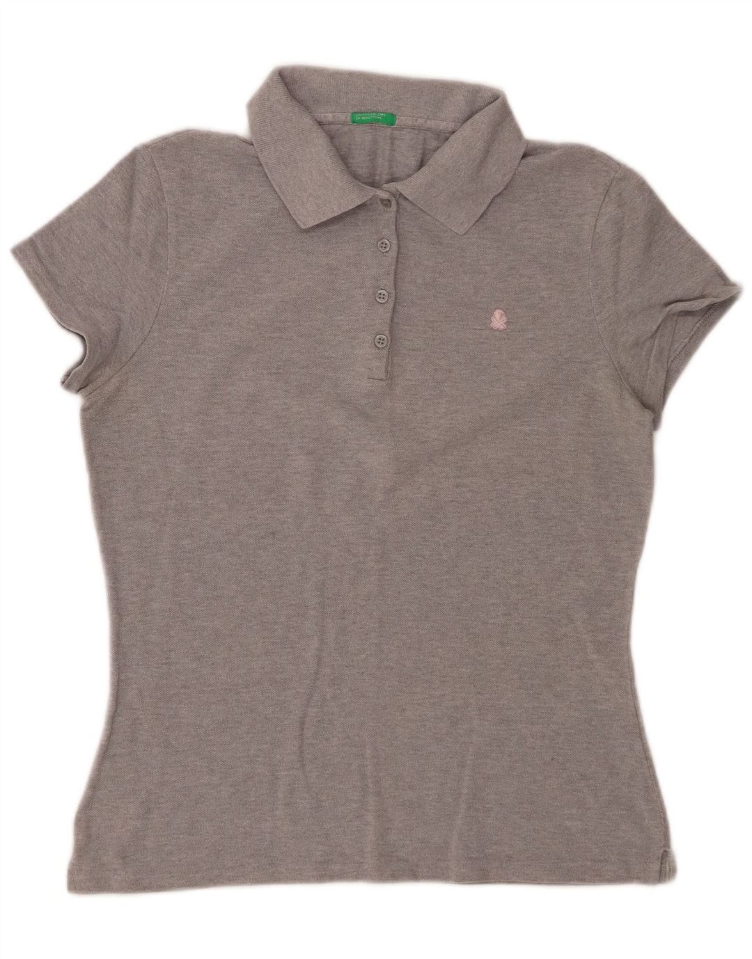 Benetton Damen Poloshirt UK 12 Mittelgrau