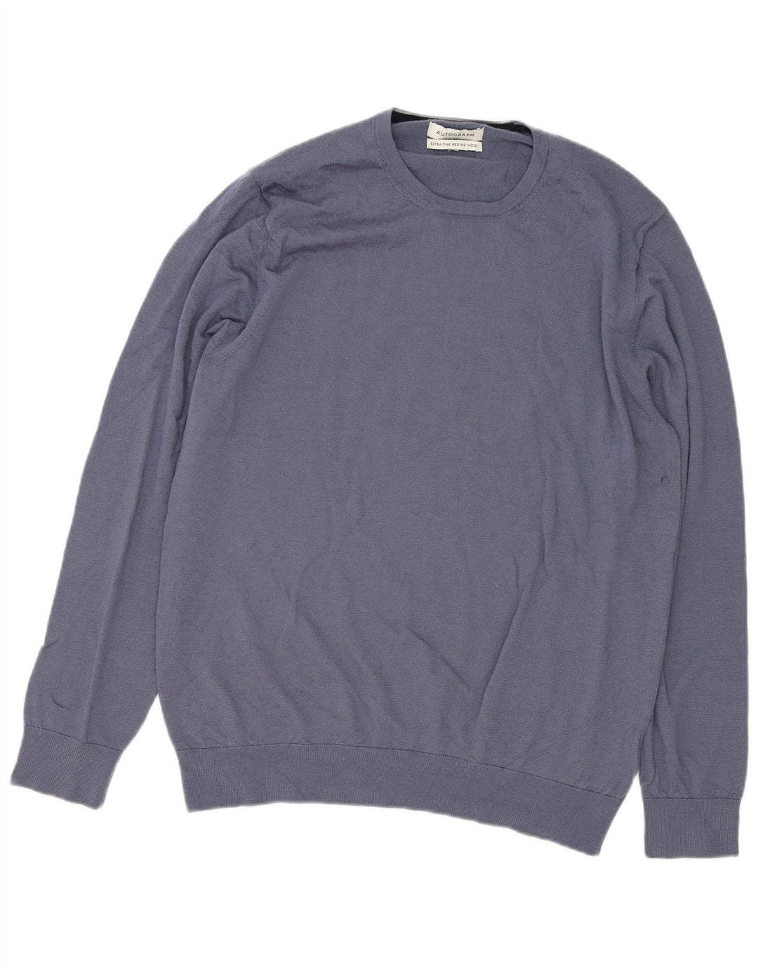 Autograph Herren-Pullover mit Rundhalsausschnitt, XL, blaue Merinowolle