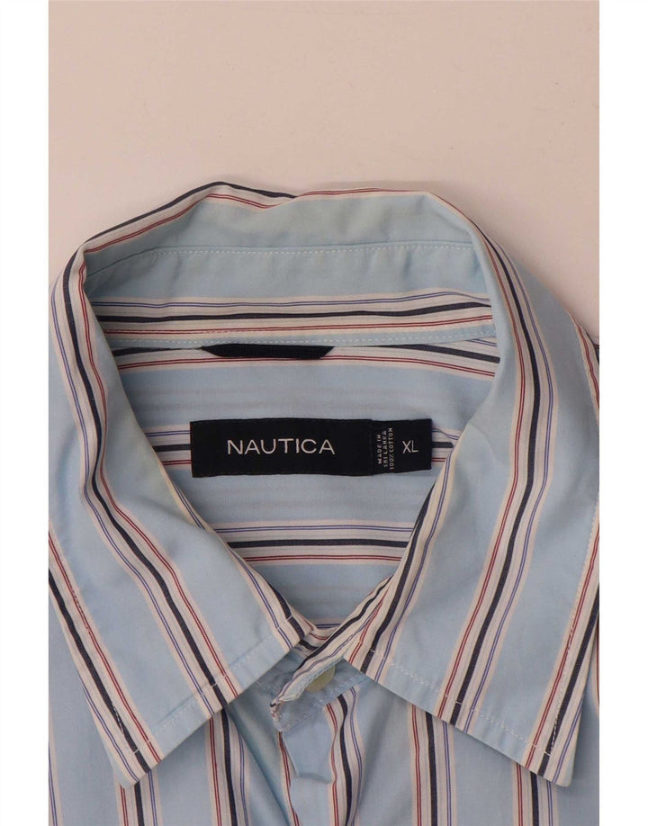 Nautica Herrenhemd XL blau gestreift aus Baumwolle