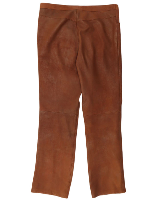 Maddox Damen gerade Lederhose IT 46 Large W36 L31 Braunes Leder