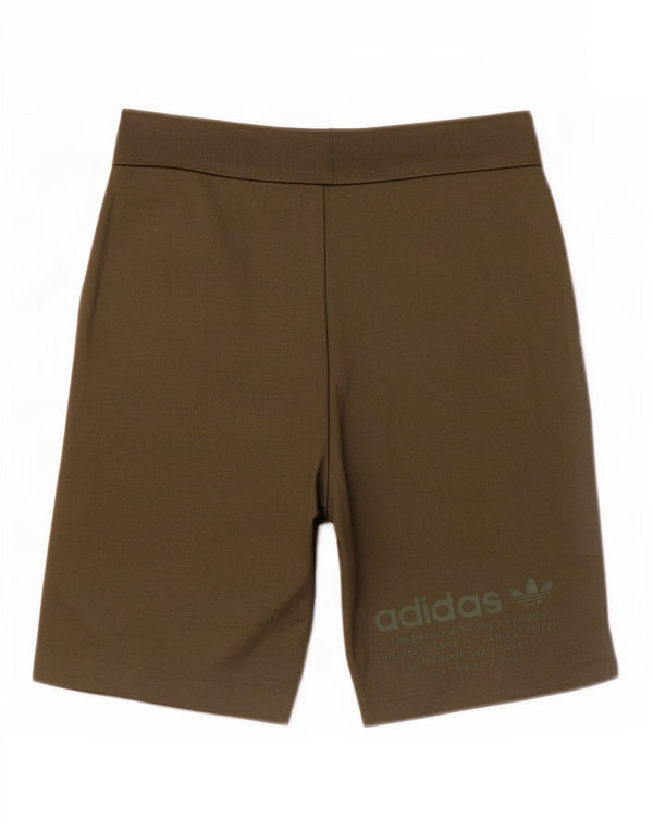 Adidas Damen Bermudashorts mit hoher Taille und Grafik, US 2 2XS W26, grüne Baumwolle