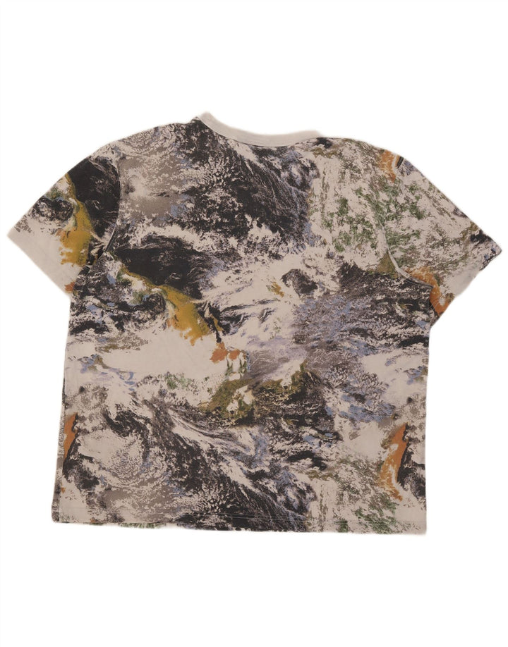 Adidas Herren-T-Shirt mit abstraktem Muster, XL, graue Baumwolle