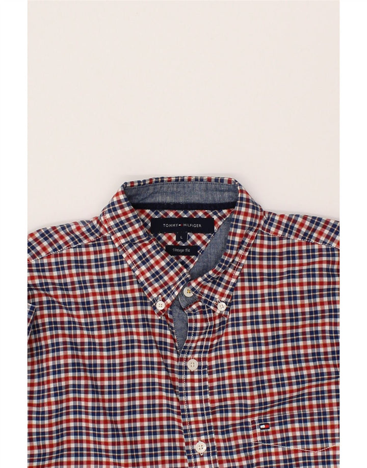 TOMMY HILFIGER Mens Vintage Fit Shirt Large Red Check Vintage Tommy Hilfiger and Second-Hand Tommy Hilfiger from Messina Hembry 