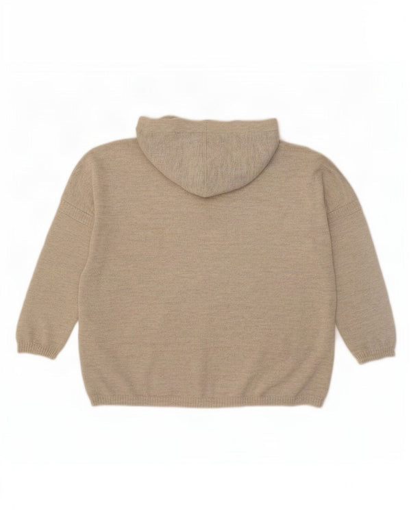 Massimo Dutti Damen-Pullover mit 3/4-Ärmeln und Kapuze, UK 18, XL, Beige