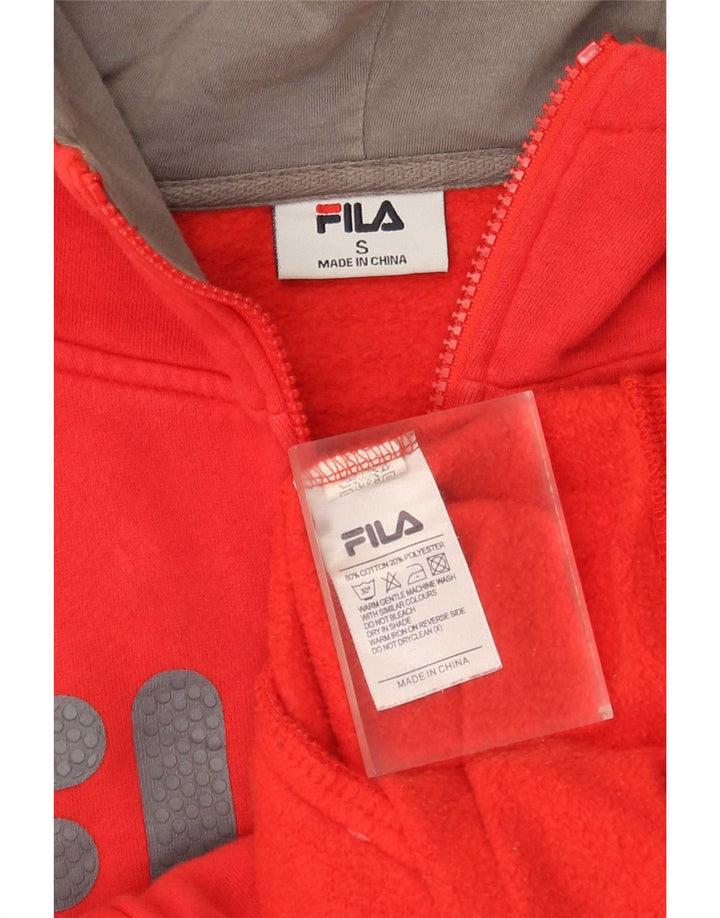 Fila Herren-Kapuzenpullover mit grafischem Reißverschluss, klein, aus roter Baumwolle