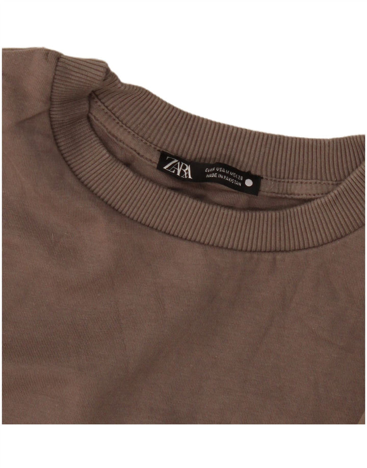 Kurzärmliger, übergroßer Sweatshirt-Pullover für Damen von Zara, Gr. 14, Mittelbeige