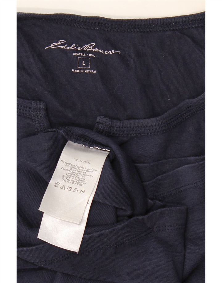 EDDIE BAUER Damen Top 3/4 Ärmel UK 16 Large Marineblau Baumwolle