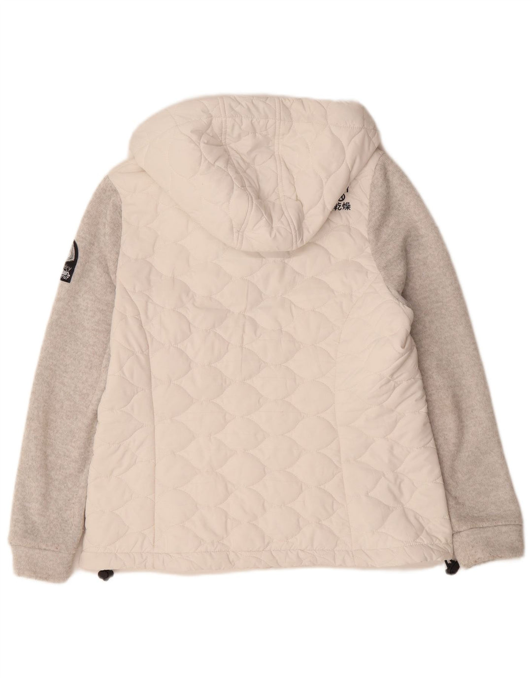 Superdry Damen-Windbreakerjacke mit Kapuze, UK 16, Größe L, Weiß, Farbblock