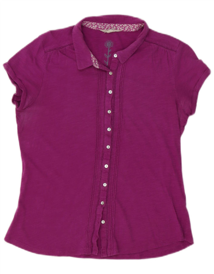 White Stuff Damen Kurzarmhemd UK 12 Medium Lila Baumwolle