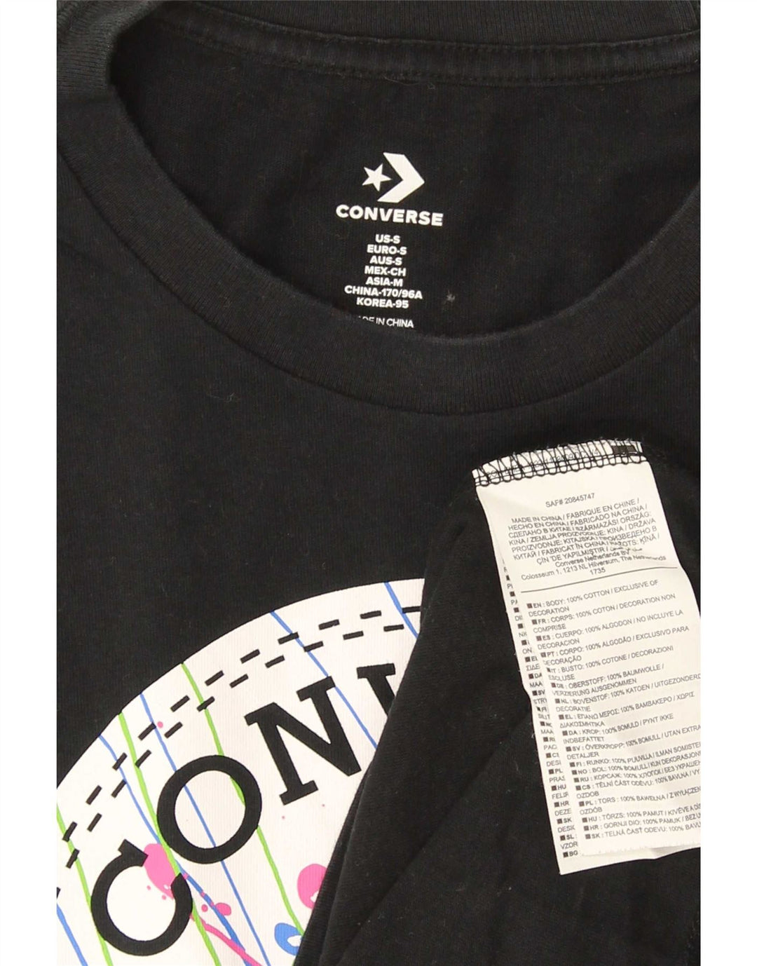 Converse Herren Chuck Taylor Graphic T-Shirt Top Small Schwarz Baumwolle