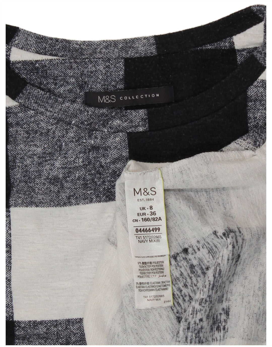 Marks & Spencer Damen Top Langarm UK 8 Small Marineblau Polyester