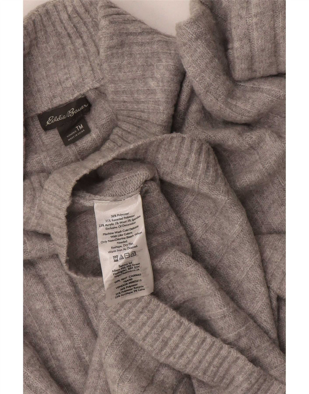 Eddie Bauer Damen Rollkragenpullover, groß, Größe 40, Mittelgrau
