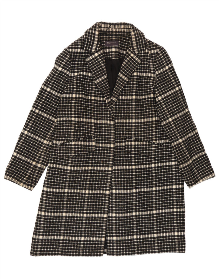 Marks & Spencer Damen-Mantel mit lockerer Passform, UK 18, XL, schwarz kariert, Polyester