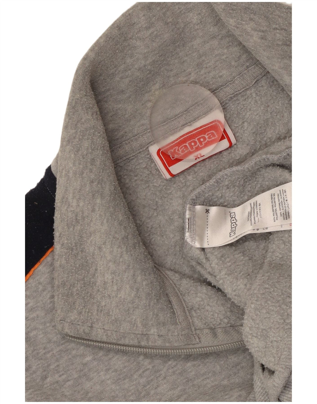 KAPPA Herren-Sweatshirt mit Reißverschluss am Hals, XL, graues Farbblock-Polyester