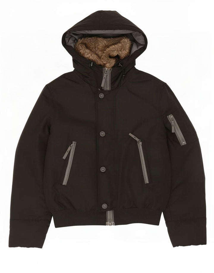 Benetton Herren-Jacke mit Kapuze, gepolstert, IT 50, Größe L, Schwarz