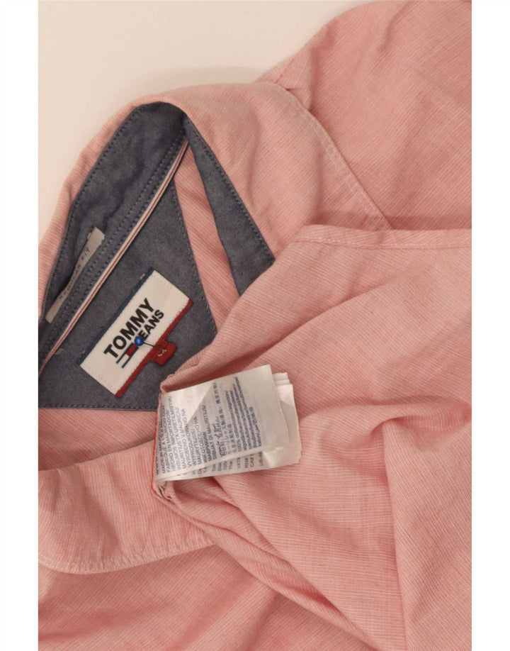 Tommy Hilfiger Herren-Hemd mit normaler Passform, mittelrote Nadelstreifen-Baumwolle