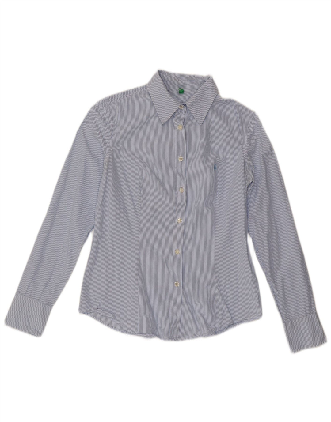 Benetton Damen-Hemd UK 12 Mittelblau gestreift