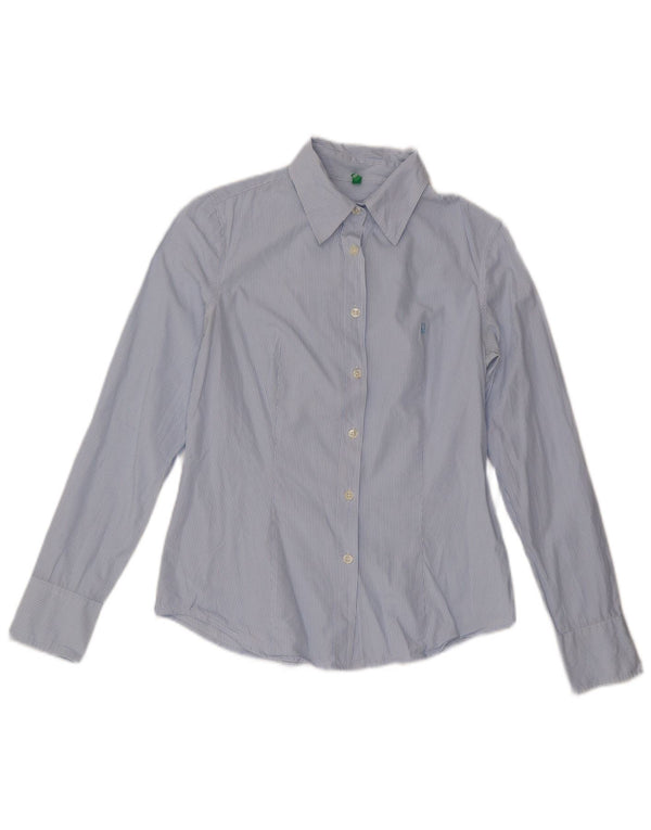 Benetton Damen-Hemd UK 12 Mittelblau gestreift