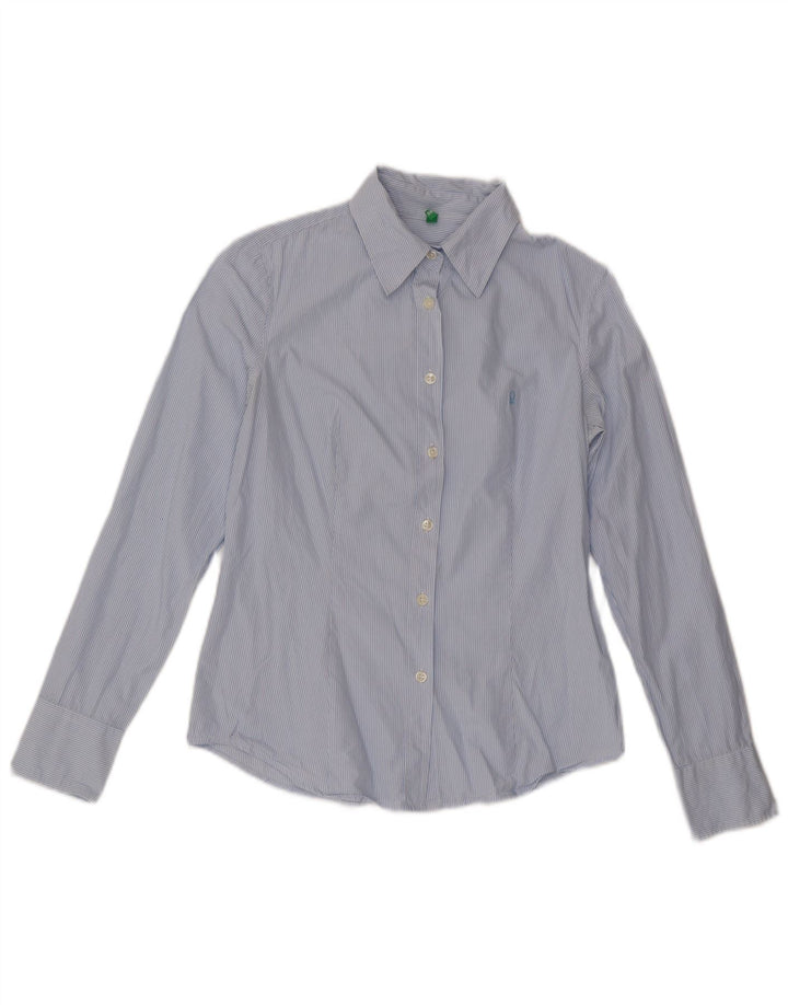 Benetton Damen-Hemd UK 12 Mittelblau gestreift