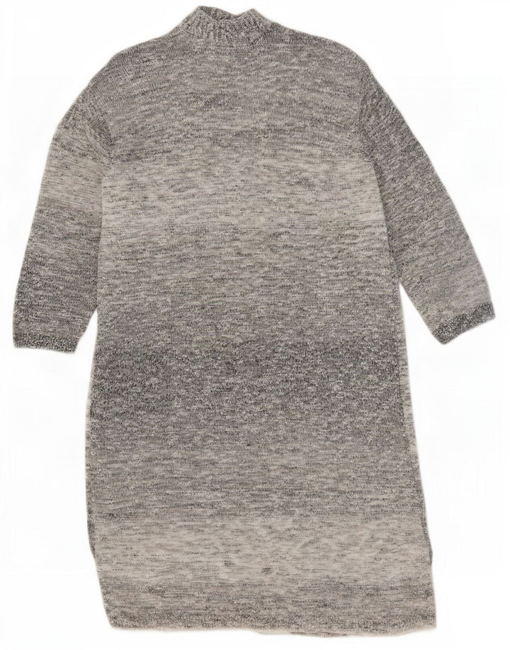 Lands End Damen Longline Open Cardigan Pullover UK 10 Small Grau meliert