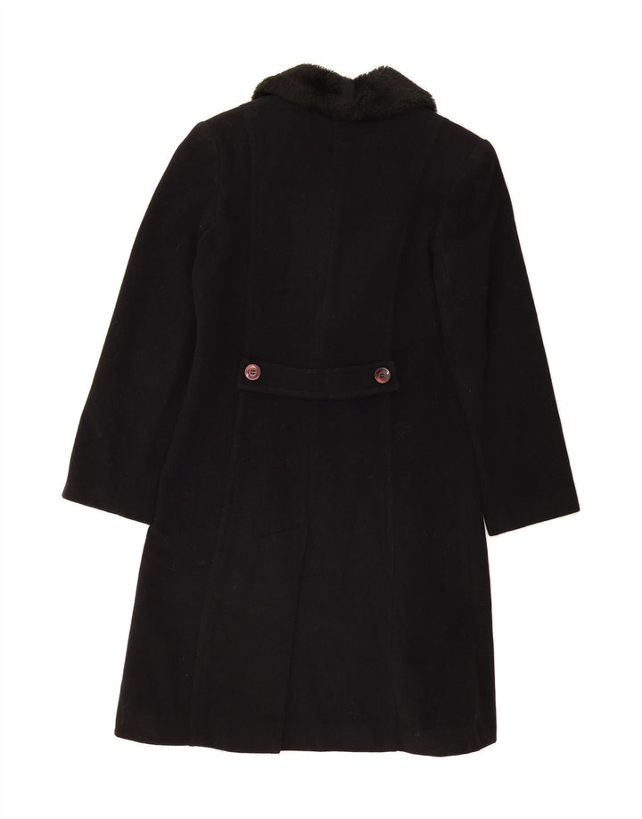 VINTAGE Womens Double Breasted Coat UK 12 Medium  Black Wool Vintage Vintage and Second-Hand Vintage from Messina Hembry 