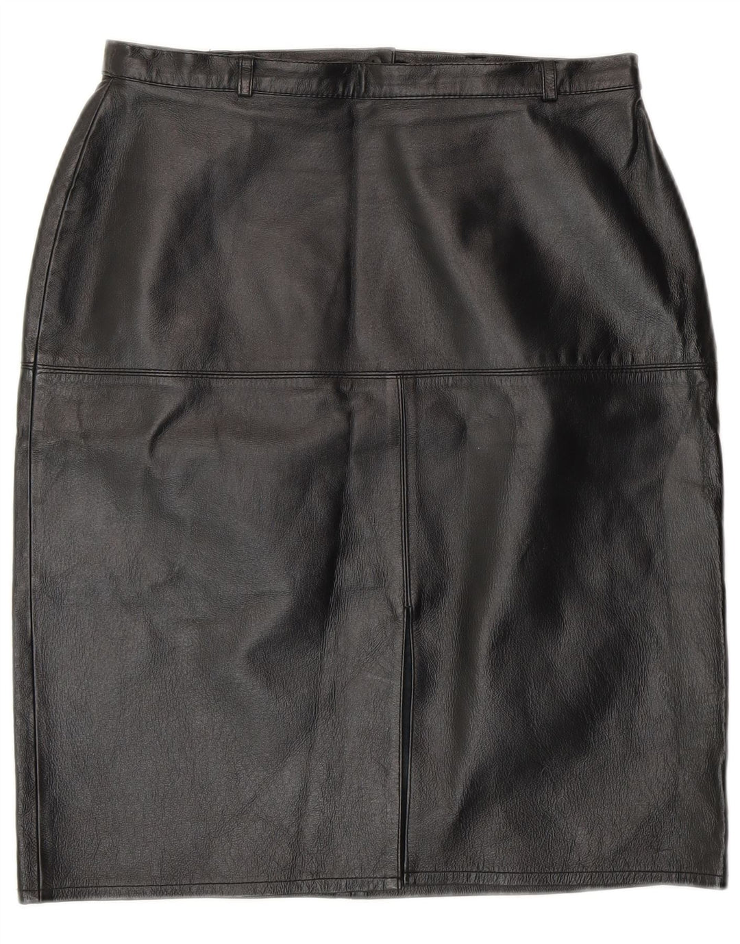 Vintage Damen Leder Bleistiftrock UK 12 Medium W28 Schwarzes Leder