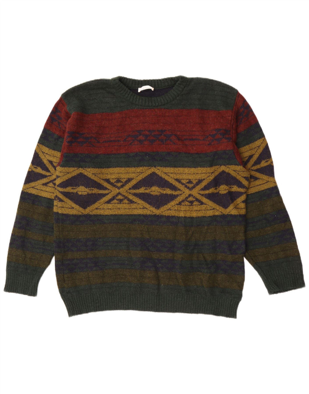 Alba Moda Herren-Pullover mit Rundhalsausschnitt, groß, Khaki, geometrisch