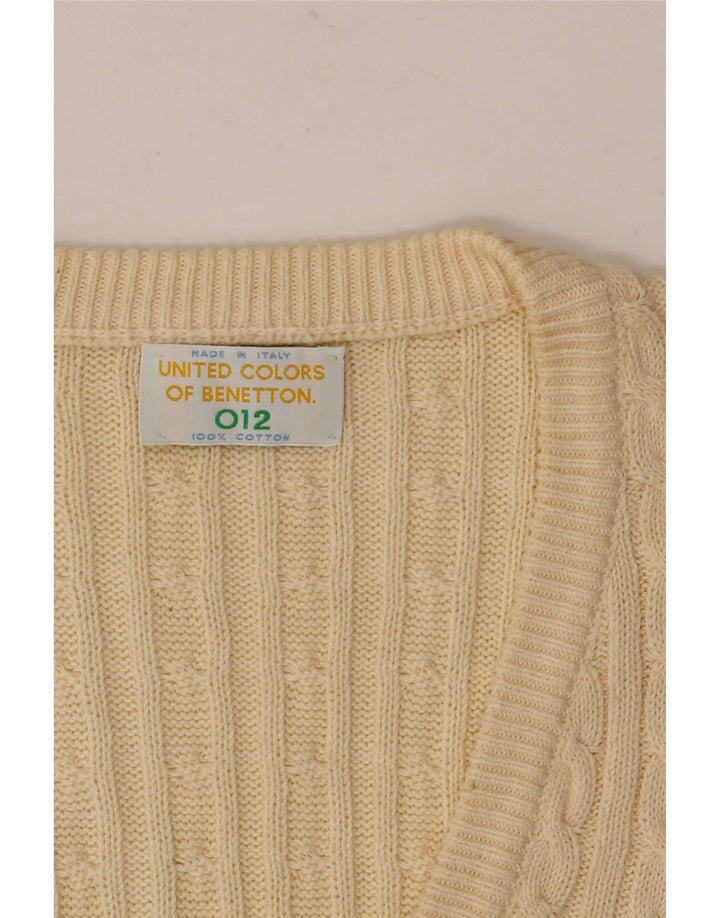 Benetton Damen-Weste-Tanktop UK 12 Mittelweiße Baumwolle