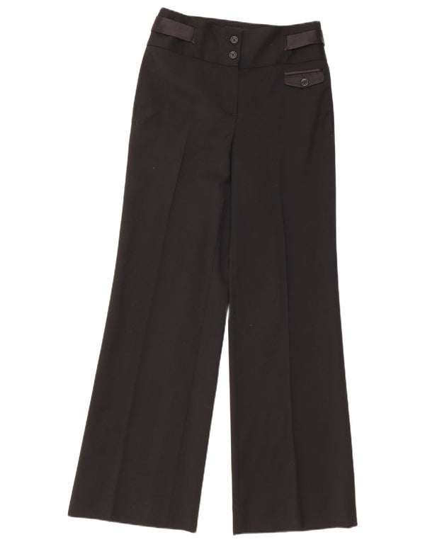 Massimo Dutti Damen-Freizeithose mit weitem Bein, EU 36, XS, B26, L30, schwarze Wolle