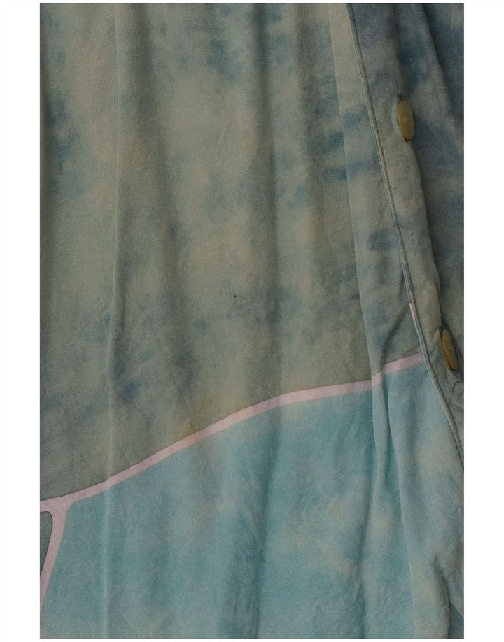 VINTAGE Herren Hemd mit abstraktem Muster XL Blau Rayon