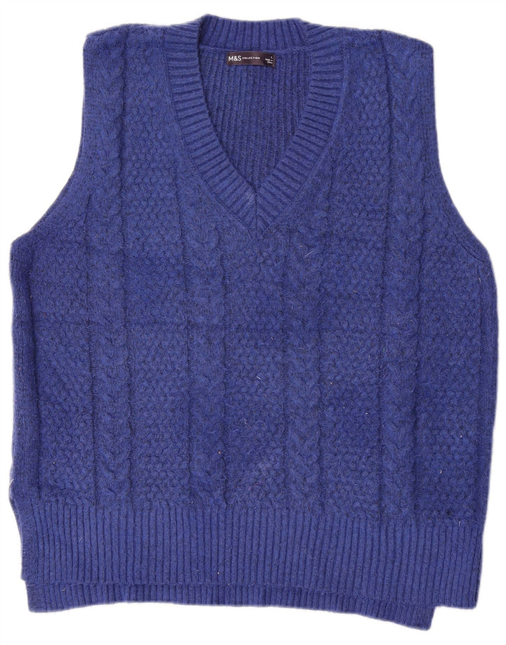 Marks & Spencer Damen Weste Tank Top UK 16 Large Blau Polyester