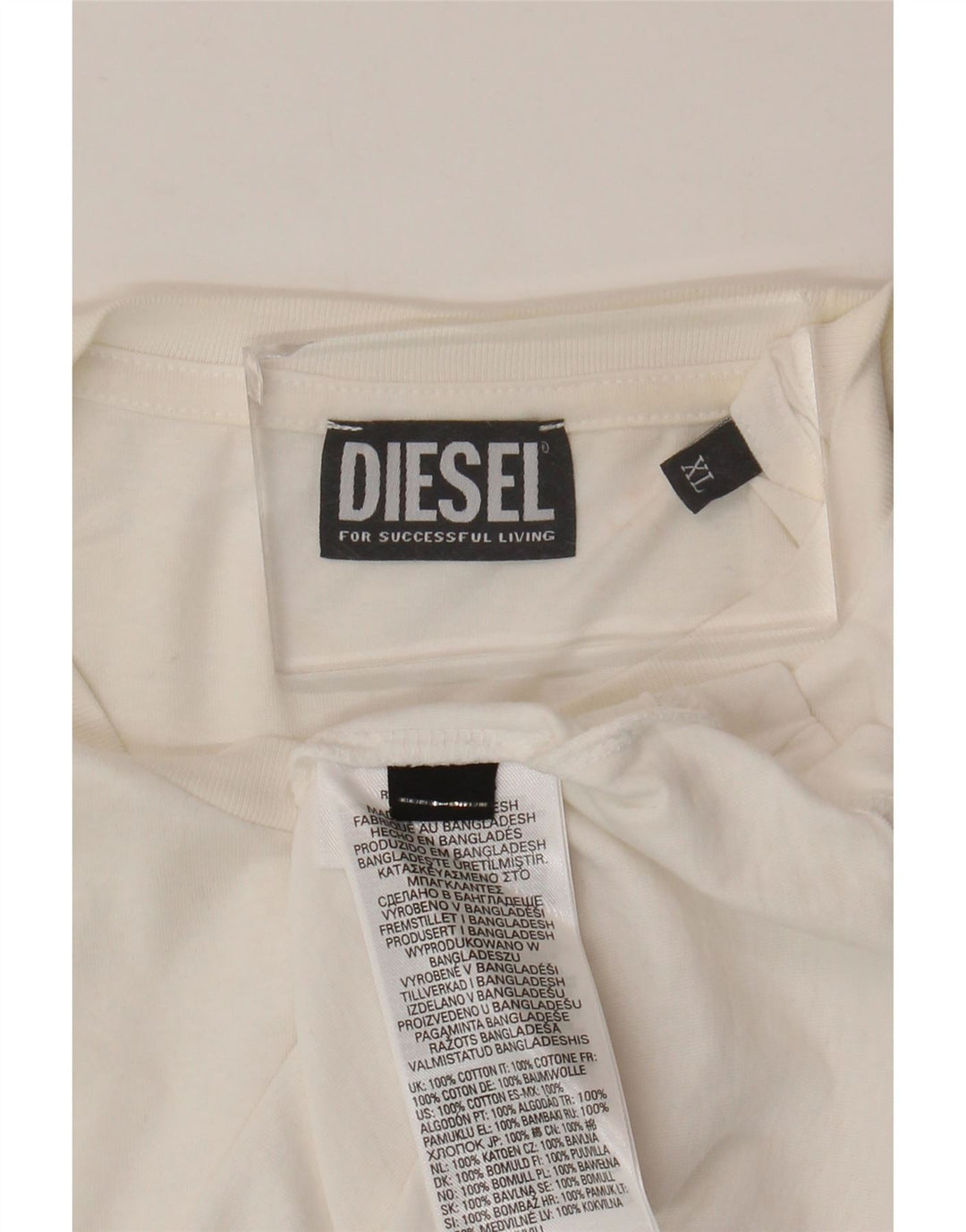 Diesel Herren Grafik-T-Shirt-Oberteil XL aus weißer Baumwolle