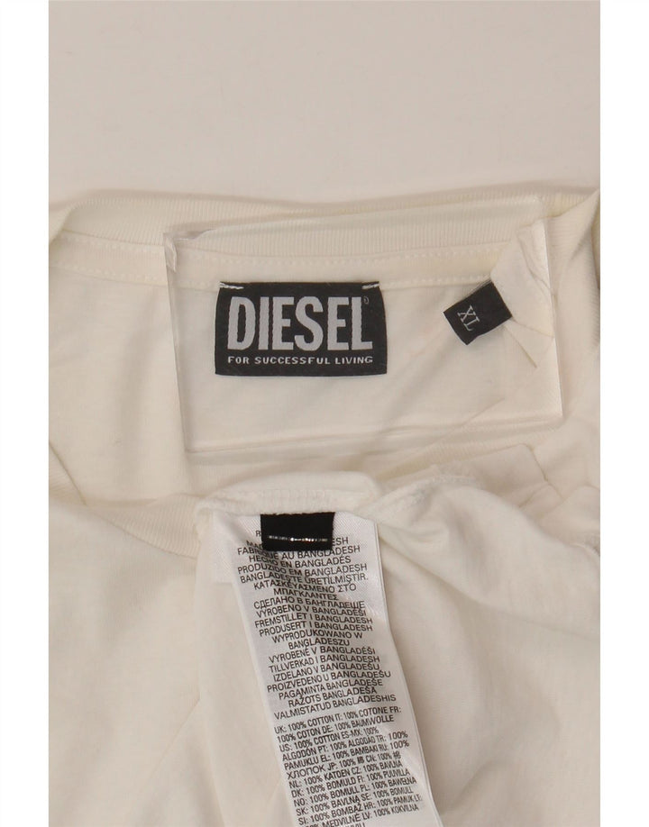 Diesel Herren Grafik-T-Shirt-Oberteil XL aus weißer Baumwolle