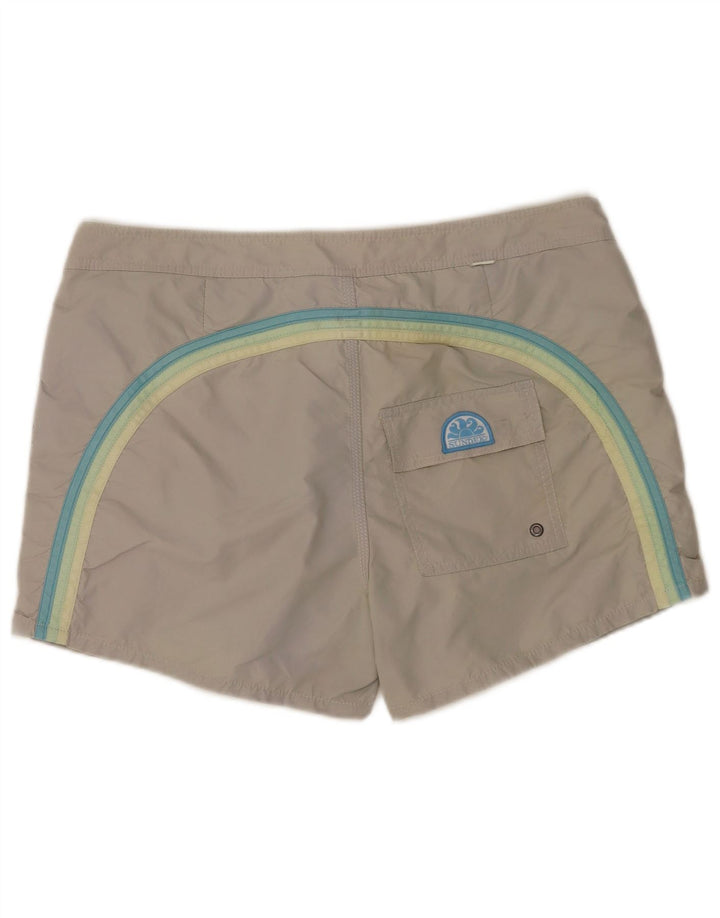 Sundek Herren-Badeshorts, groß, grau gestreift, Nylon