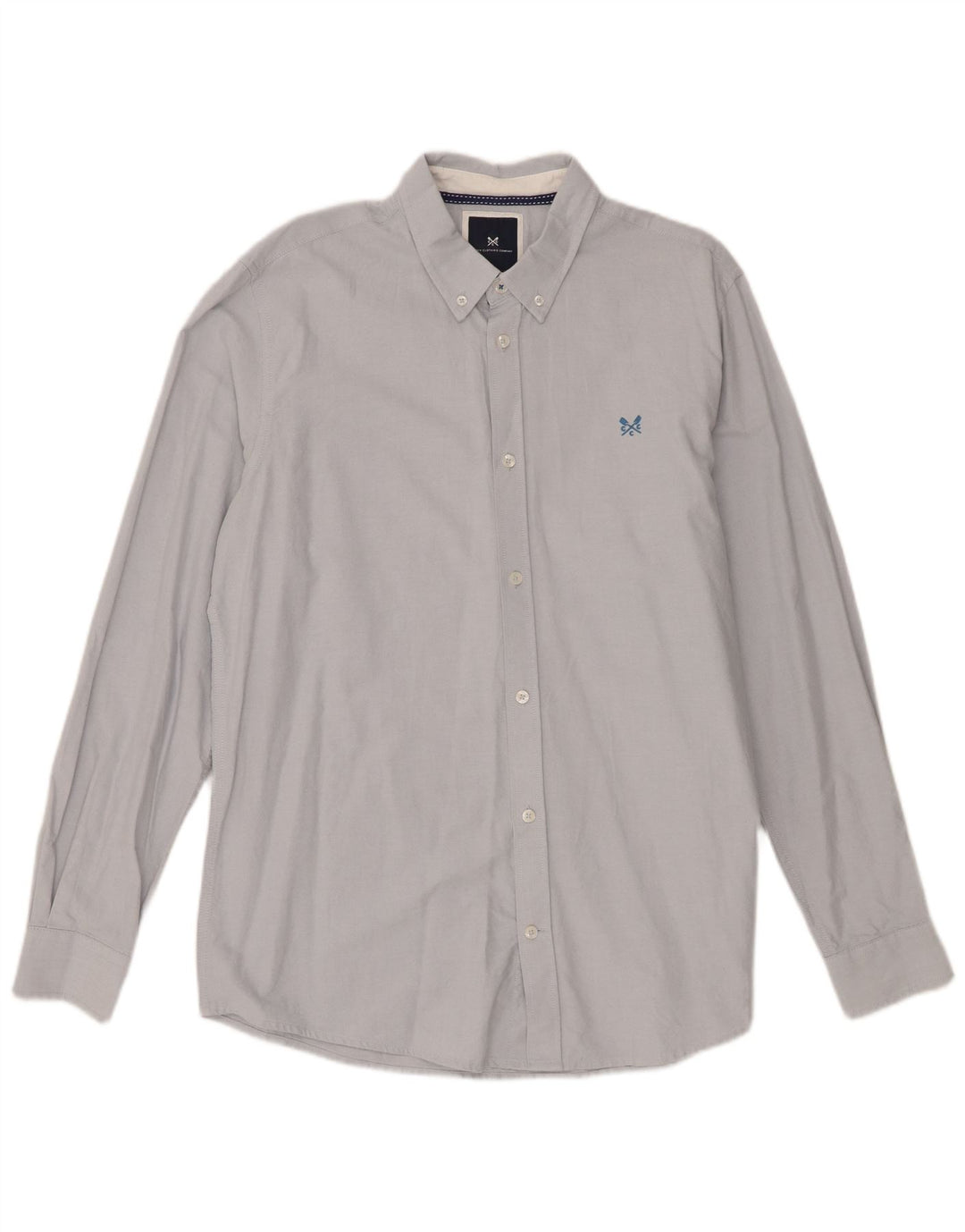 Crew Clothing Herren-Slim-Fit-Hemd aus mittelblauer Baumwolle
